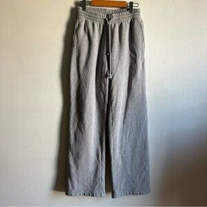 Aritzia TNA Cozy Fleece Boyfriend Grey Straight Leg Pants